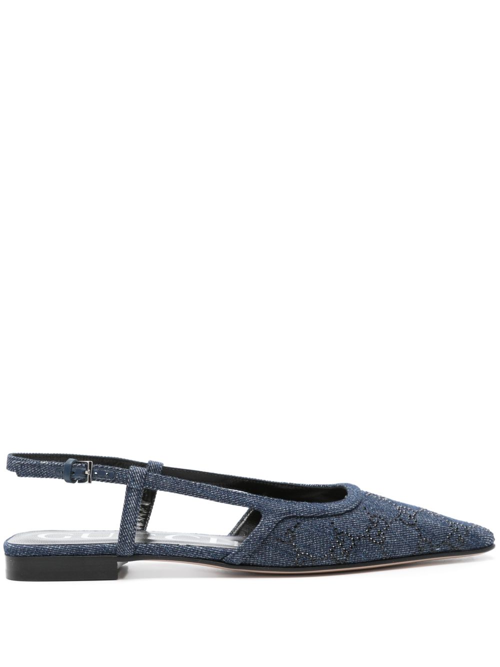 Gucci 晶饰 GG 经典logo高跟鞋 - 蓝色