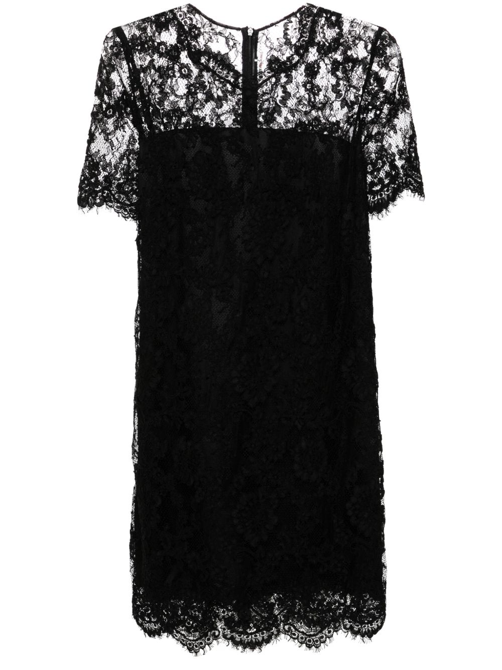 Ermanno Scervino 凸纹蕾丝迷你连衣裙 - 黑色