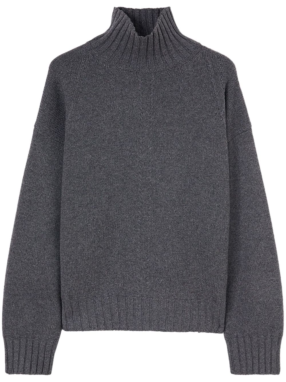 Jil Sander 罗纹针织高领毛衣 - 灰色