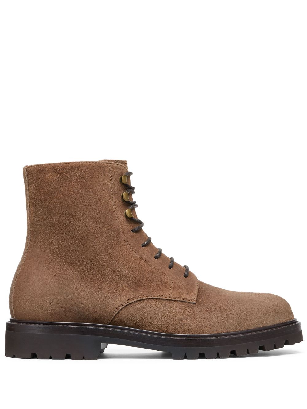 Brunello Cucinelli 绒面皮系带及踝靴 - 褐色