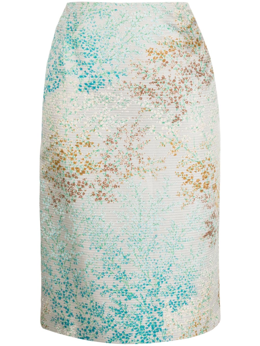 Valentino Garavani Pre-Owned 花卉提花中长半身裙（2010年代典藏款） - 彩色