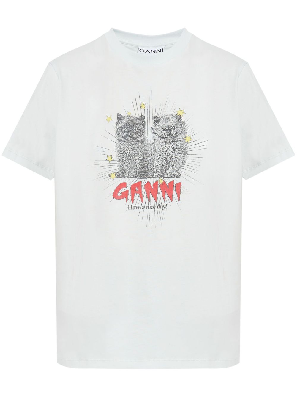 GANNI 小猫印花T恤 - 白色