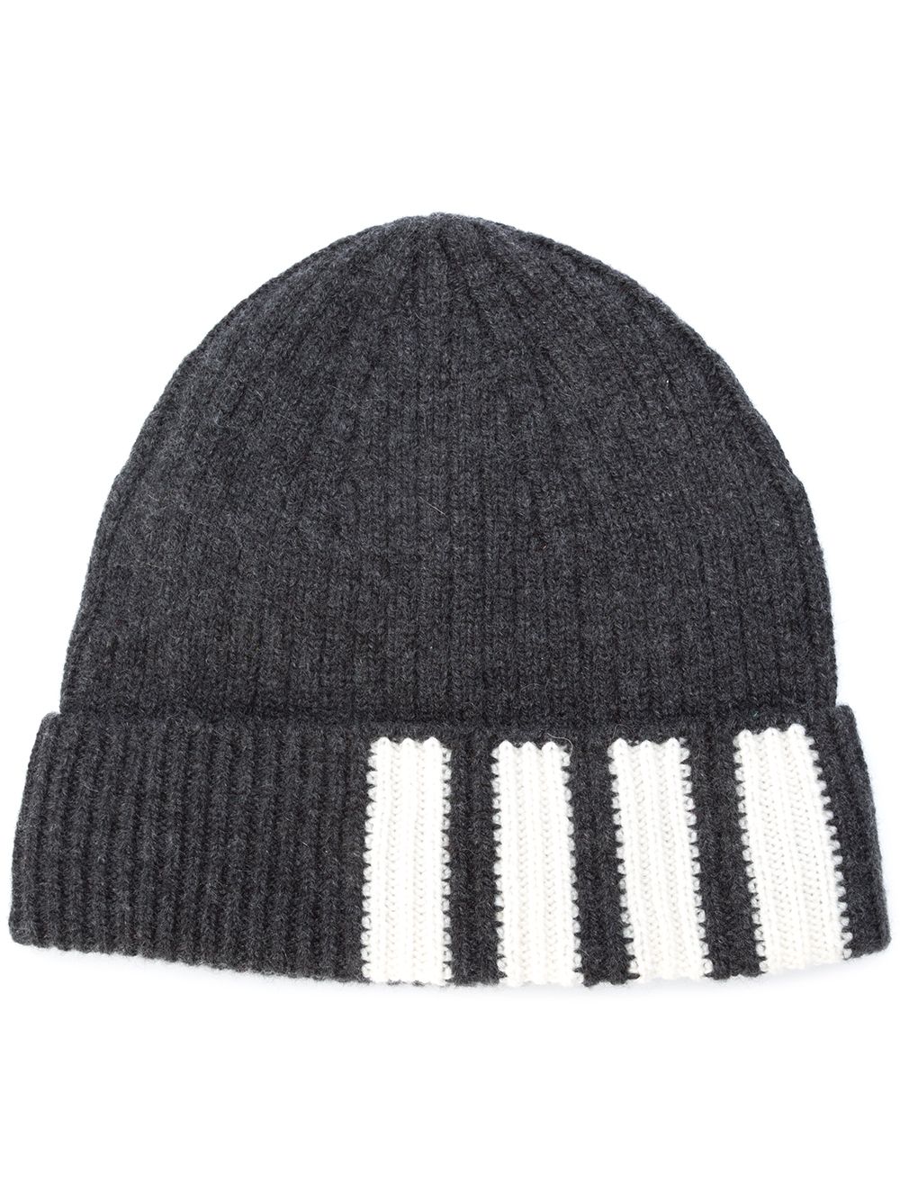 Thom Browne 羊绒4条纹棱纹帽 - 灰色
