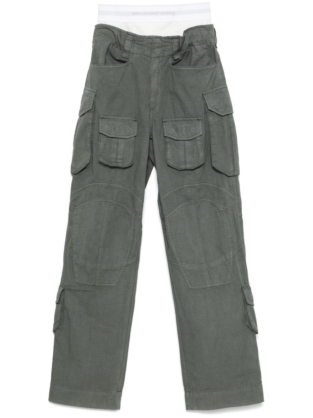Alexander Wang logo腰边工装裤 - 绿色