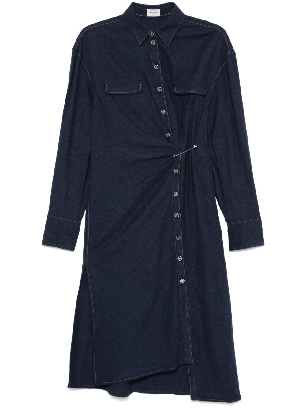 Sonia Rykiel 棉法兰绒中长连衣裙 - 蓝色