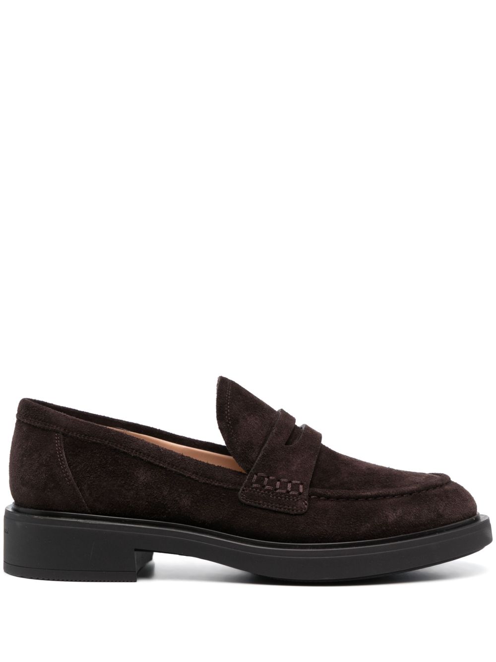 Gianvito Rossi 绒面皮圆头乐福鞋 - 褐色