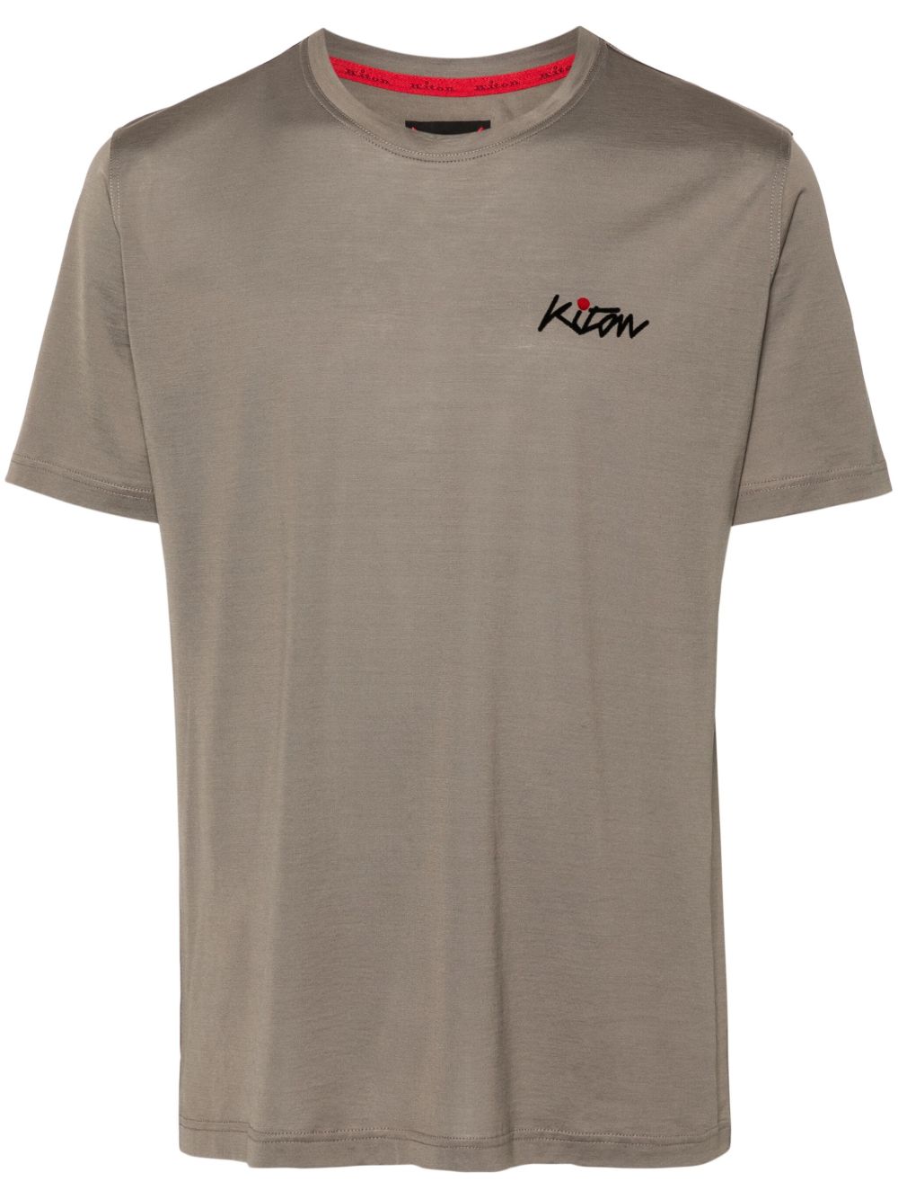 Kiton 植绒logo T恤 - 灰色