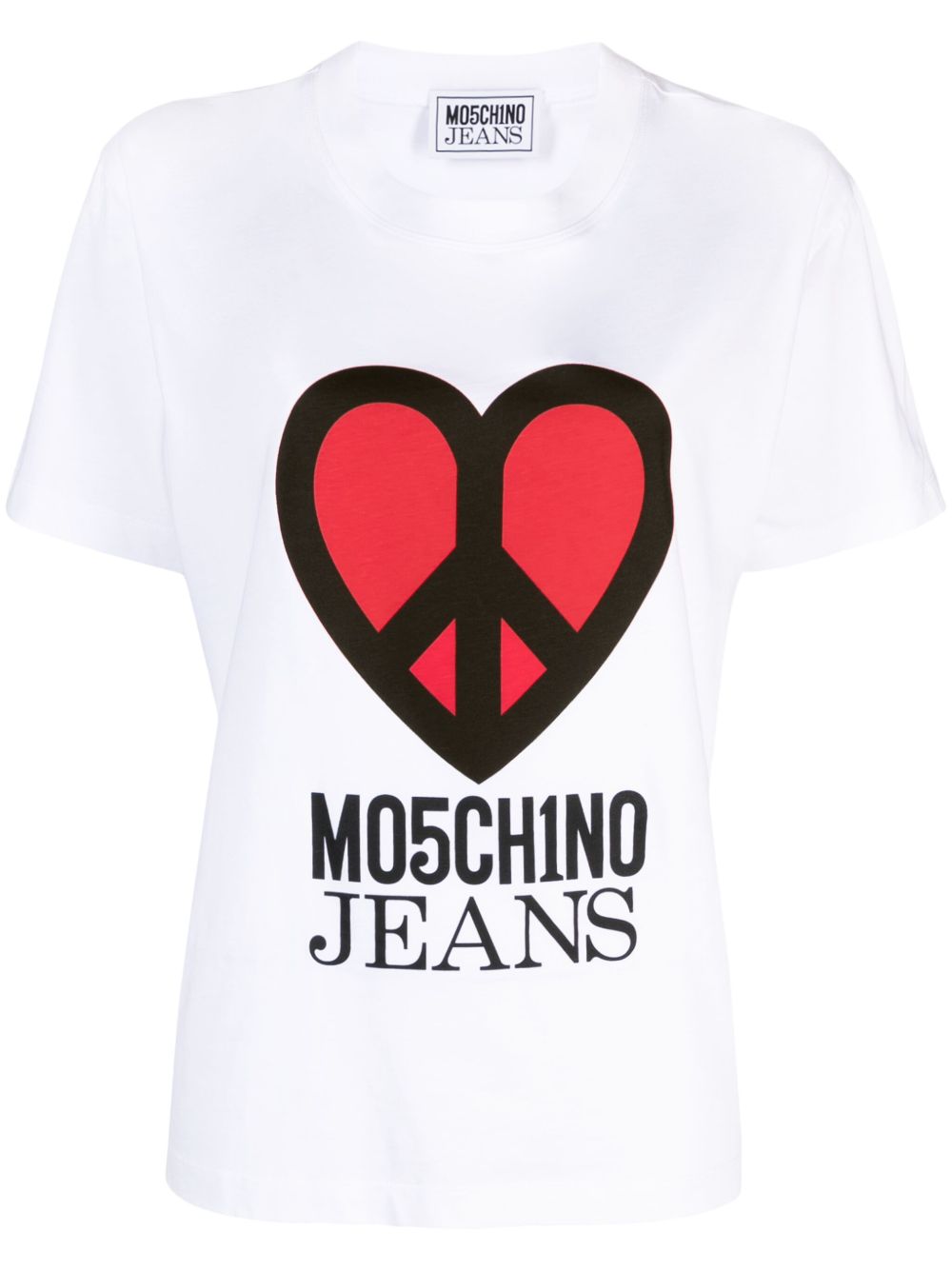 MOSCHINO JEANS logo印花棉T恤 - 白色
