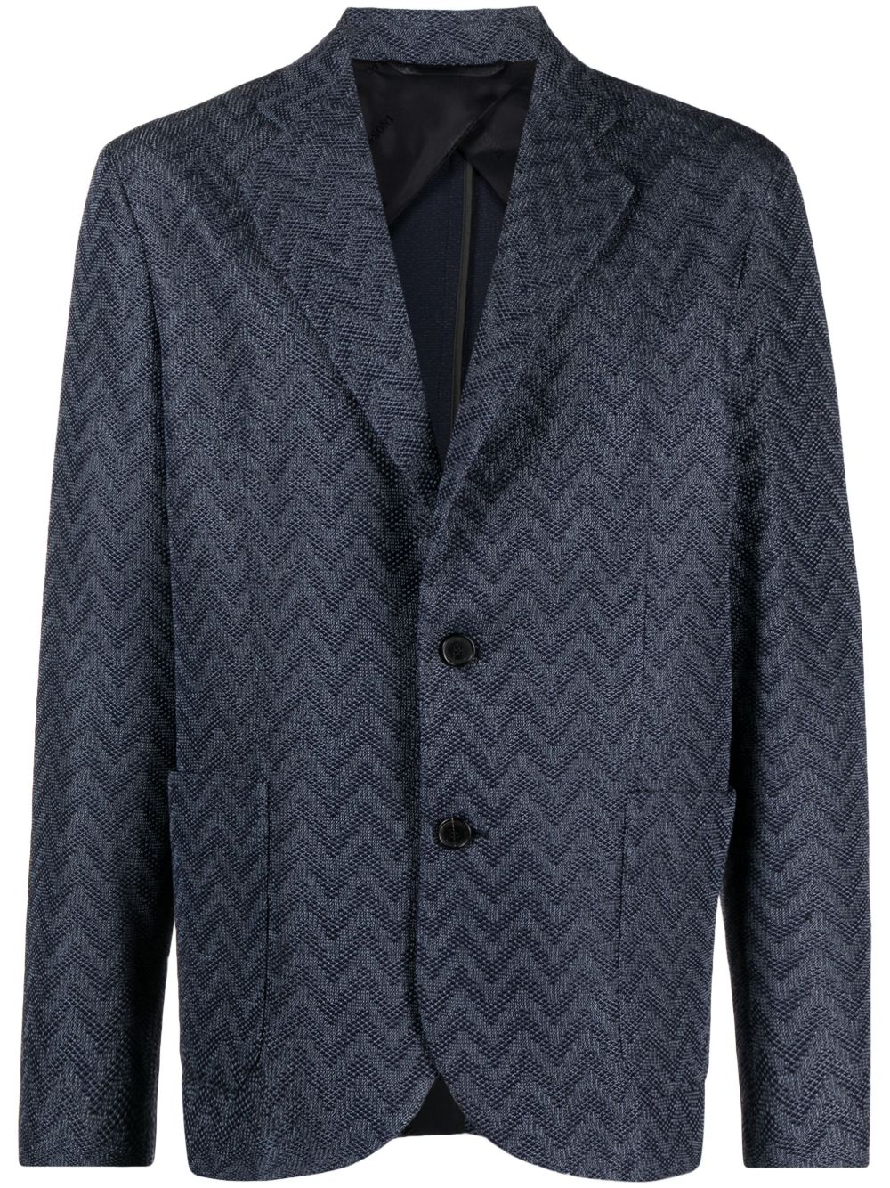 Missoni Z字形图案针织单排扣西装夹克 - 蓝色