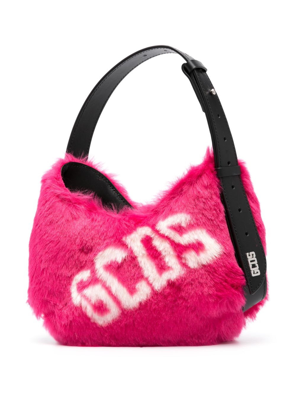 GCDS Comma Faux Fur Logo 小号单肩包 - 黑色