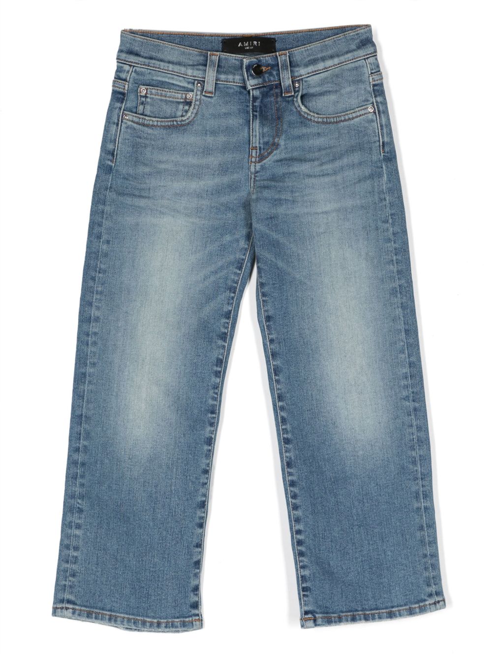 AMIRI KIDS Straight Stack 低腰直筒牛仔裤 - 蓝色
