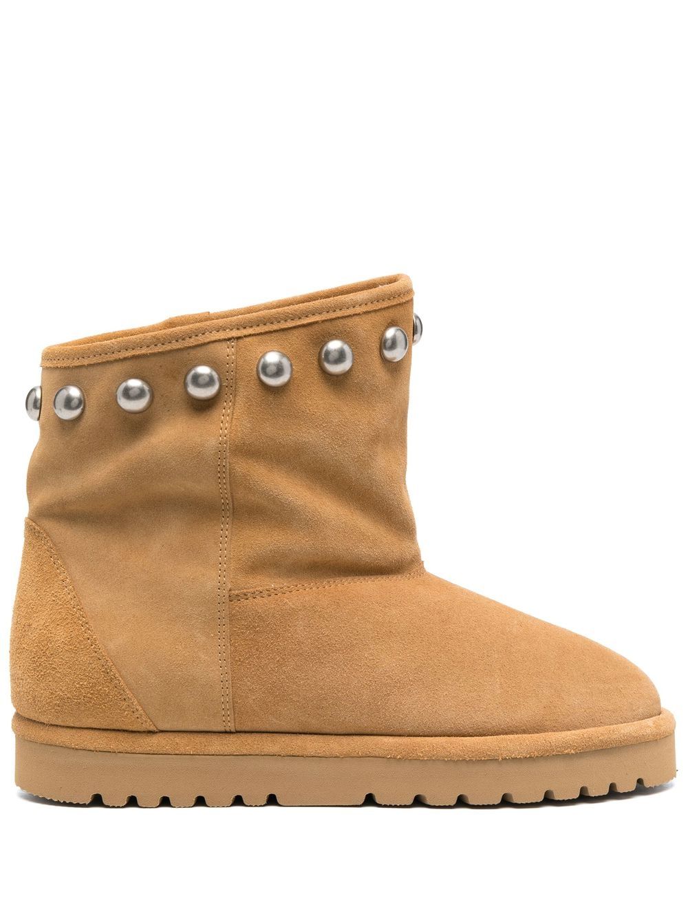 ISABEL MARANT 铆钉细节皮质短靴 - 褐色