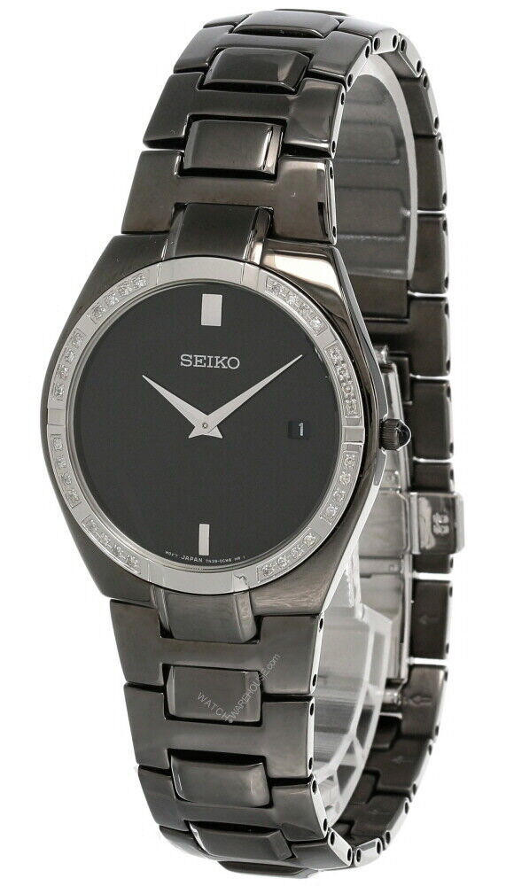 Seiko Black Dial Stainless Steel Men's Watch SKP339