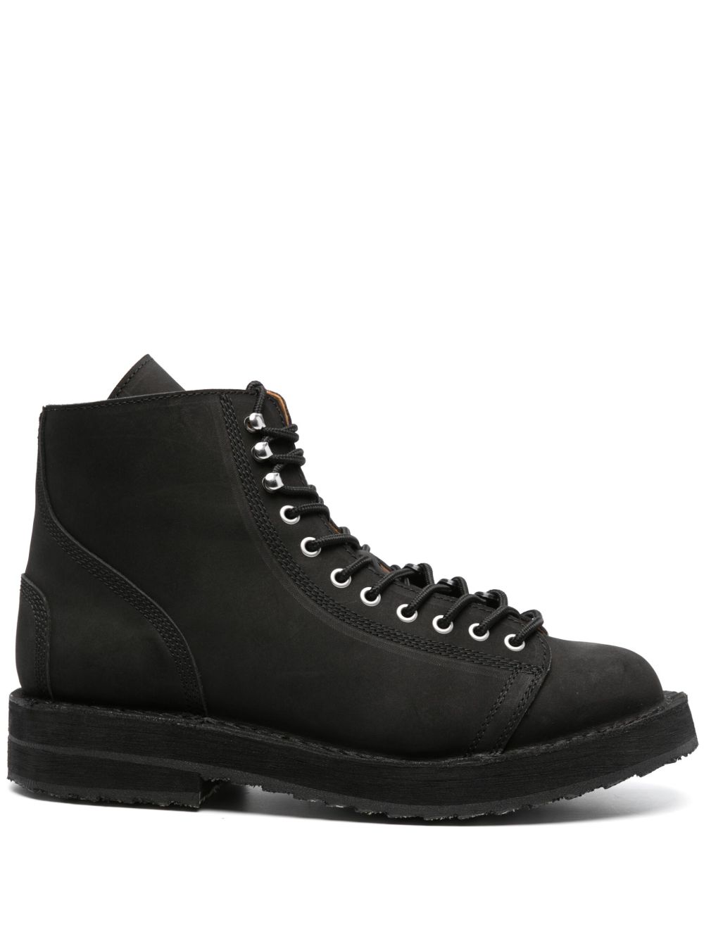 Yohji Yamamoto 系带皮质及踝靴 - 黑色