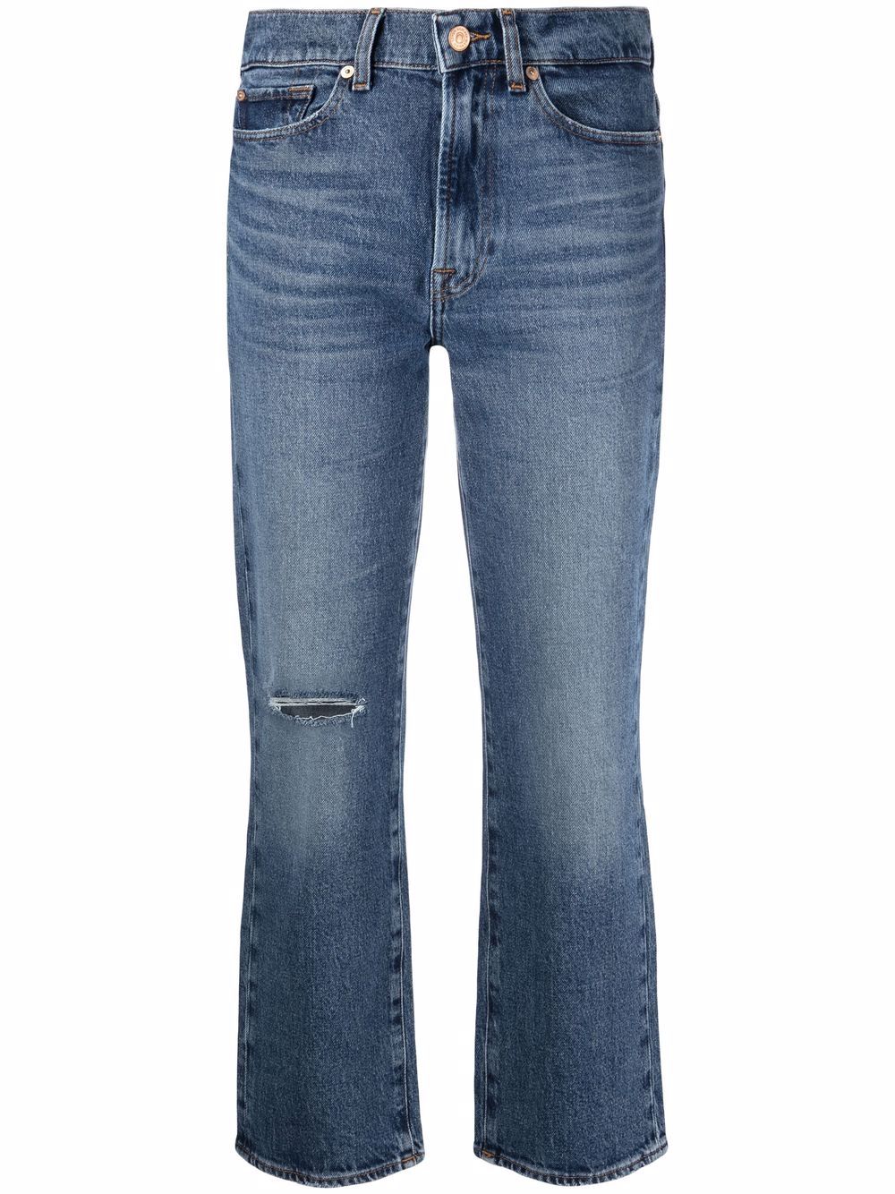 7 For All Mankind Logan 高腰露踝牛仔裤 - 蓝色