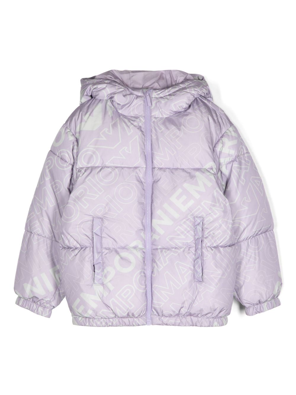 Emporio Armani Kids 经典logo填充夹克 - 紫色