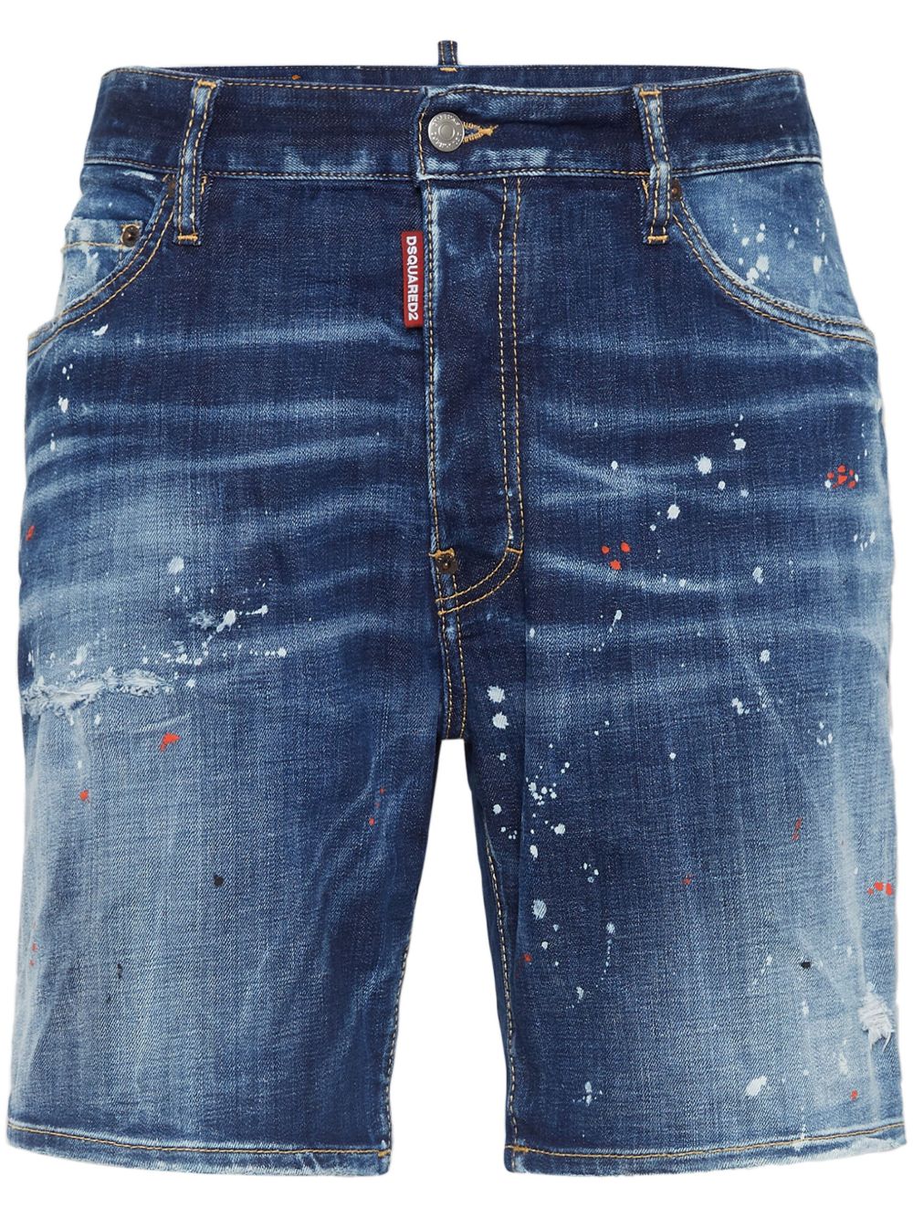 DSQUARED2 泼漆效果短裤 - 蓝色