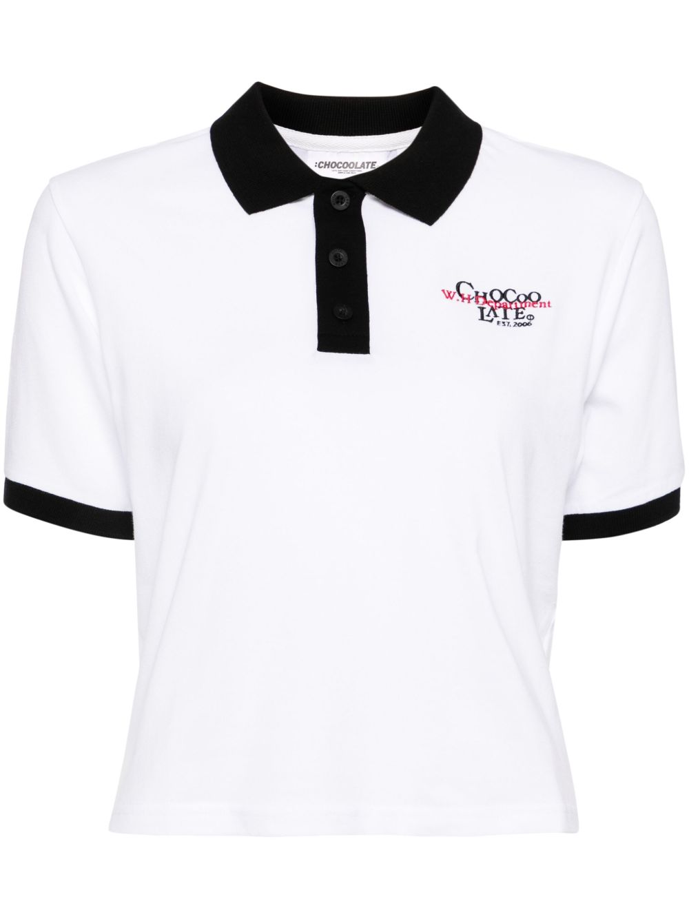 CHOCOOLATE logo刺绣polo衫 - 白色