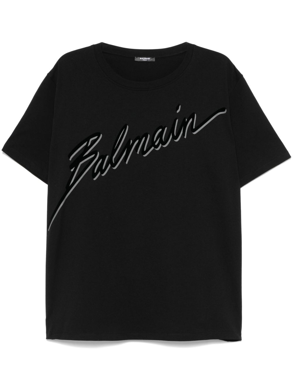 Balmain 植绒logo T恤 - 黑色