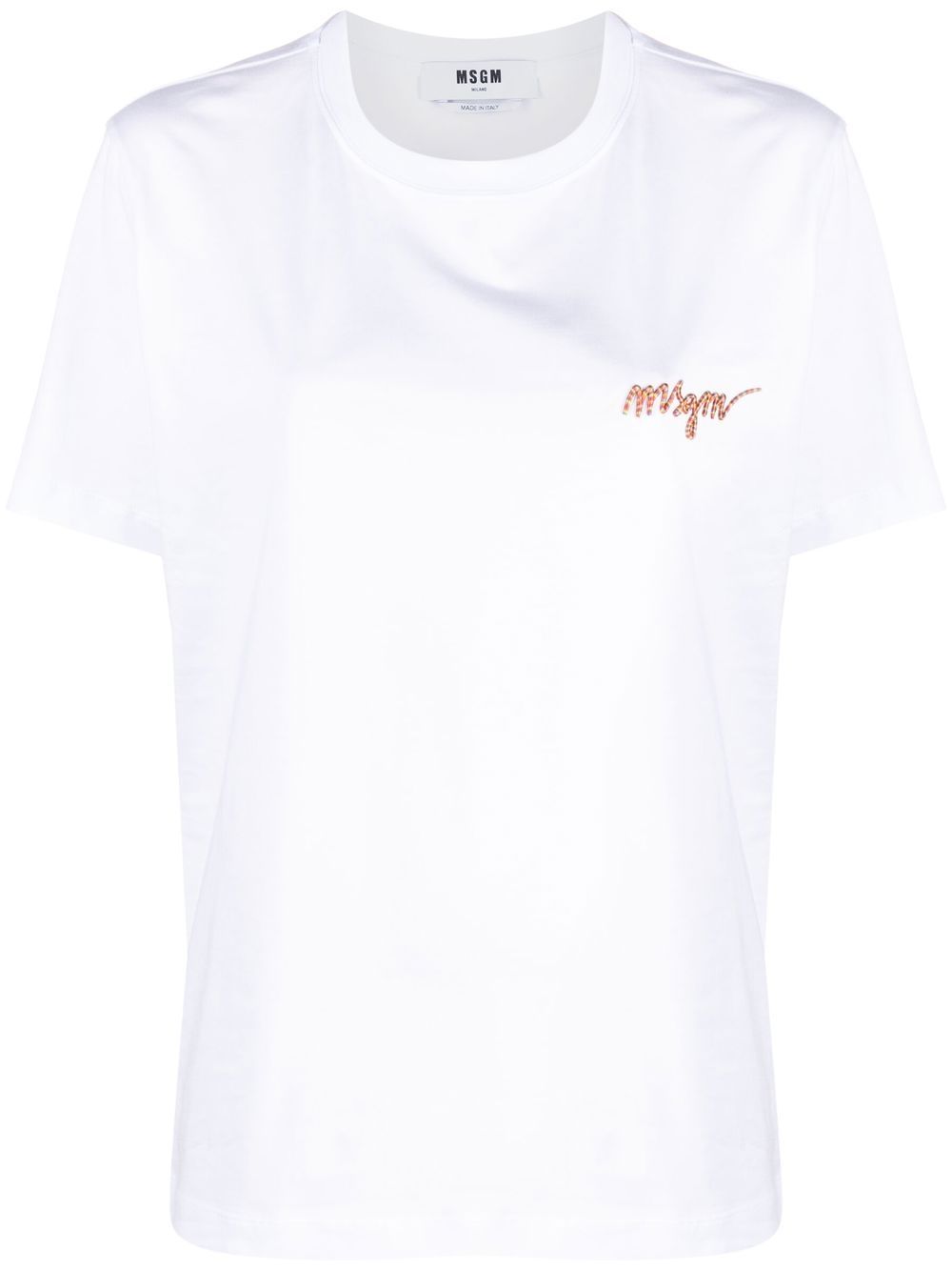 MSGM logo刺绣短袖T恤 - 白色