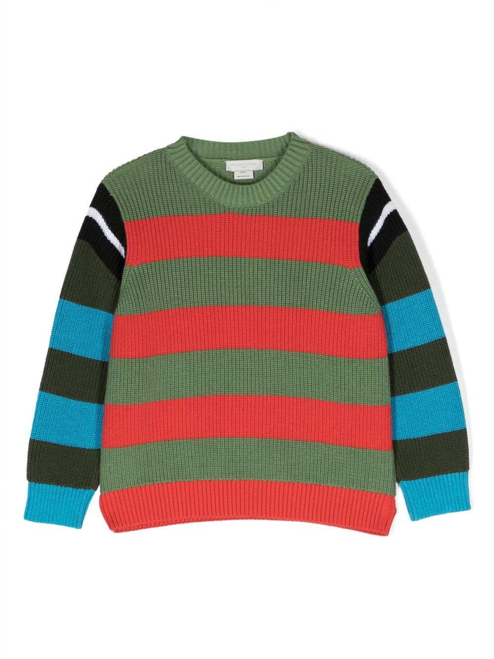 Stella McCartney Kids 条纹圆领毛衣 - 绿色