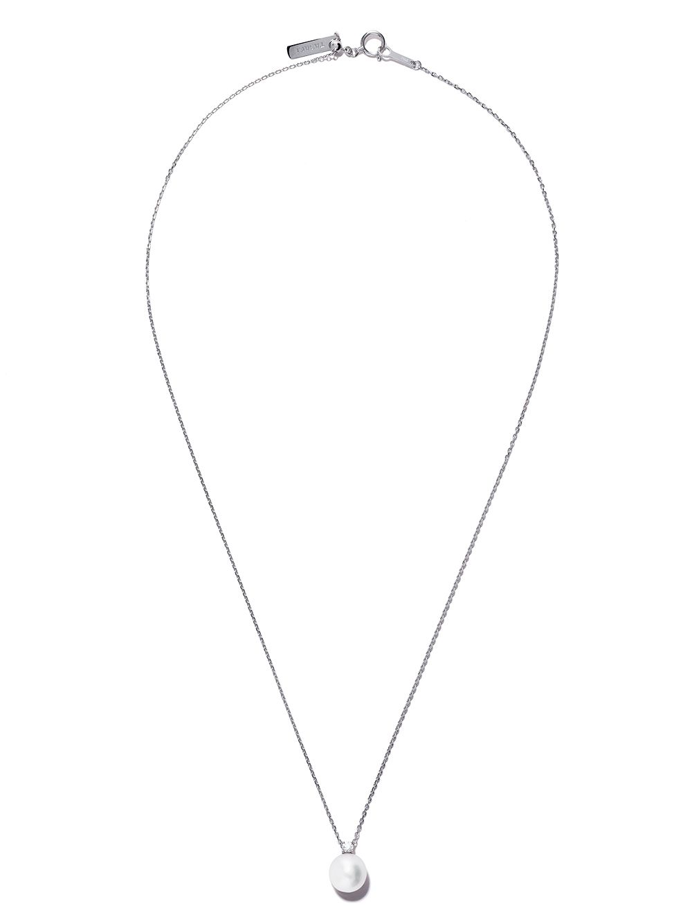 TASAKI 18K白金阿古屋珍珠钻石吊饰项链 - 银色