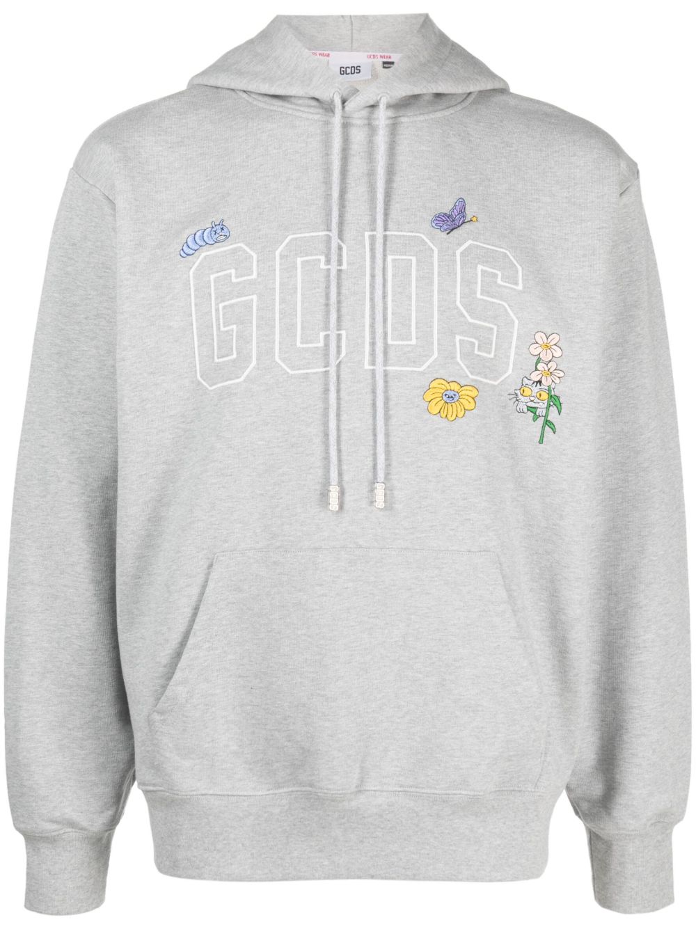 GCDS logo刺绣棉连帽衫 - 灰色