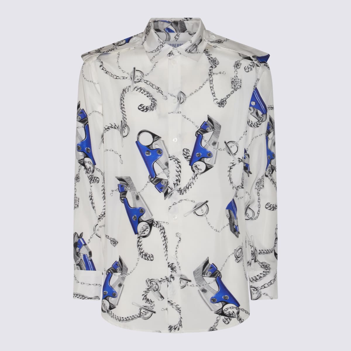 Burberry 白蓝真丝衬衫