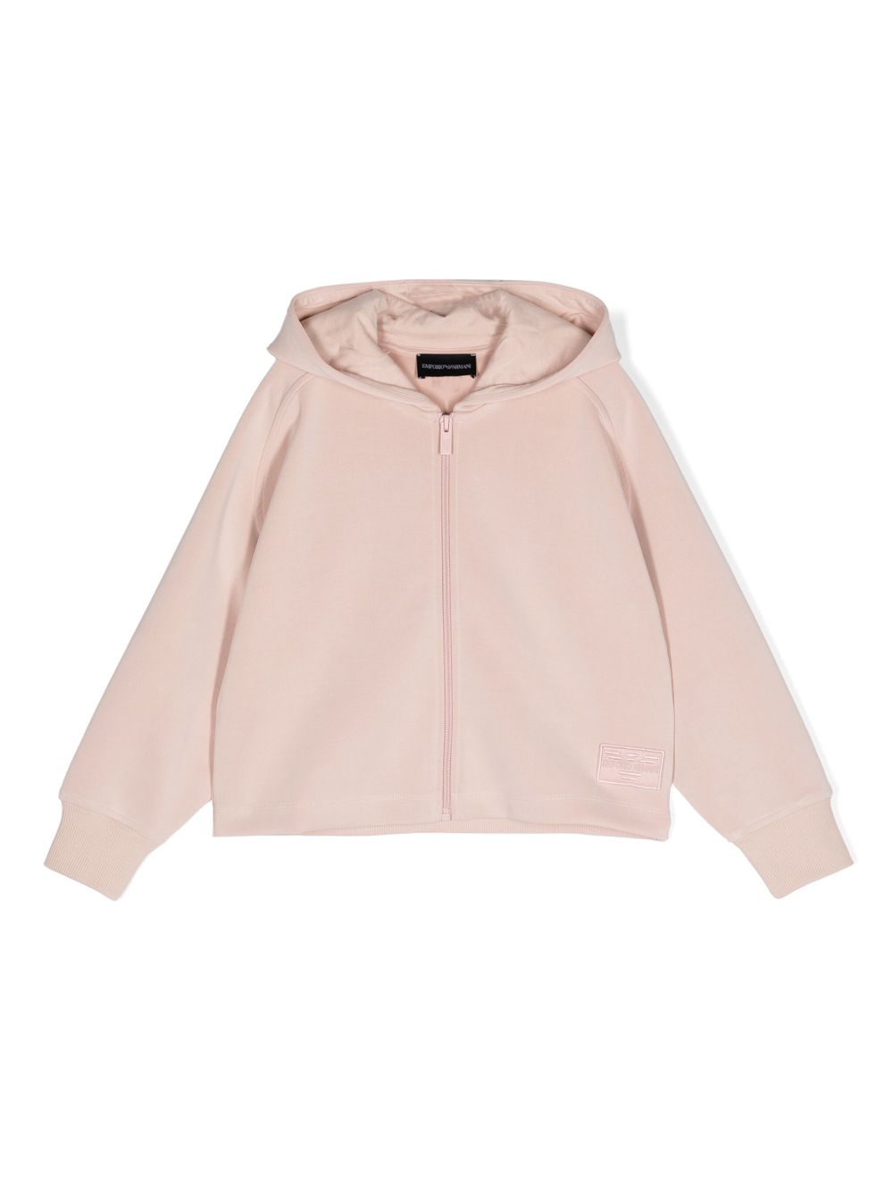 Emporio Armani Kids 标贴插肩式衣袖连帽衫 - 粉色
