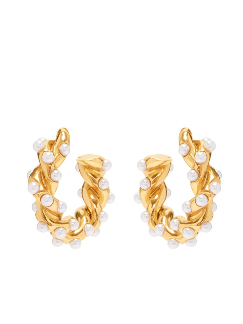 Oscar de la Renta Small Rope Pearl 圈形耳环 - 金色