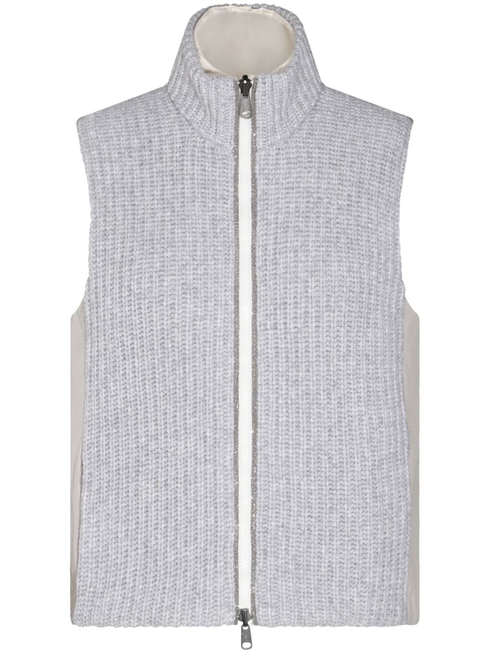 Brunello Cucinelli 罗纹填充马甲 - 灰色