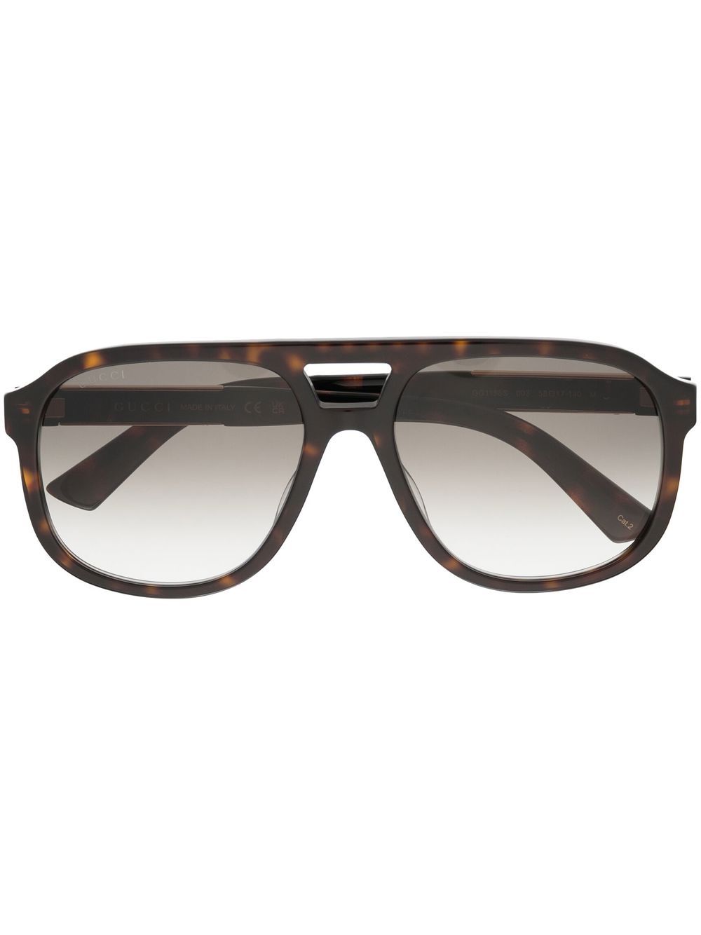 Gucci Eyewear logo标牌飞行员太阳眼镜 - 褐色