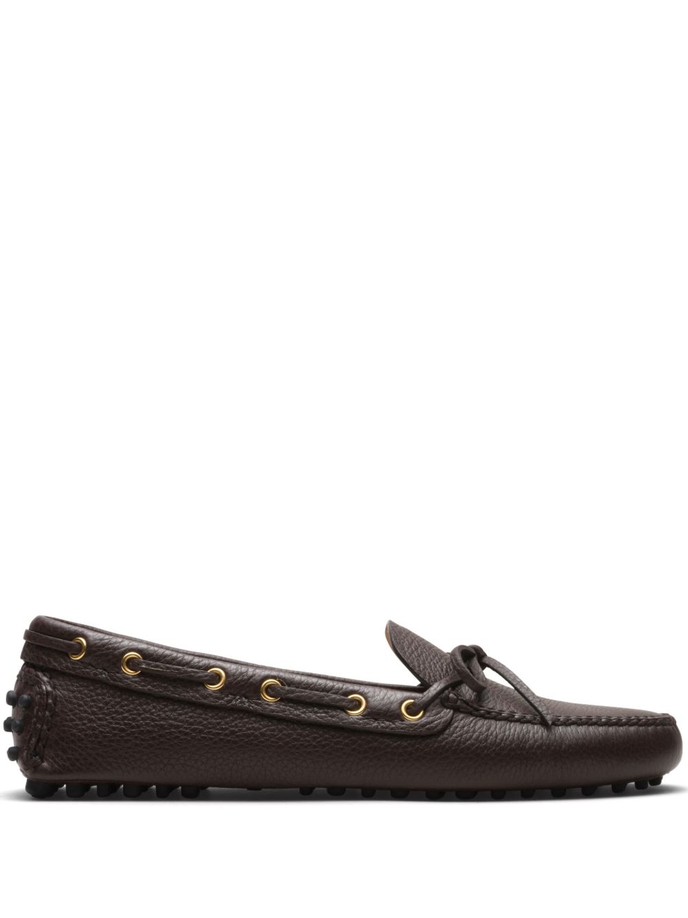 Car Shoe 纹理皮质乐福鞋 - 褐色
