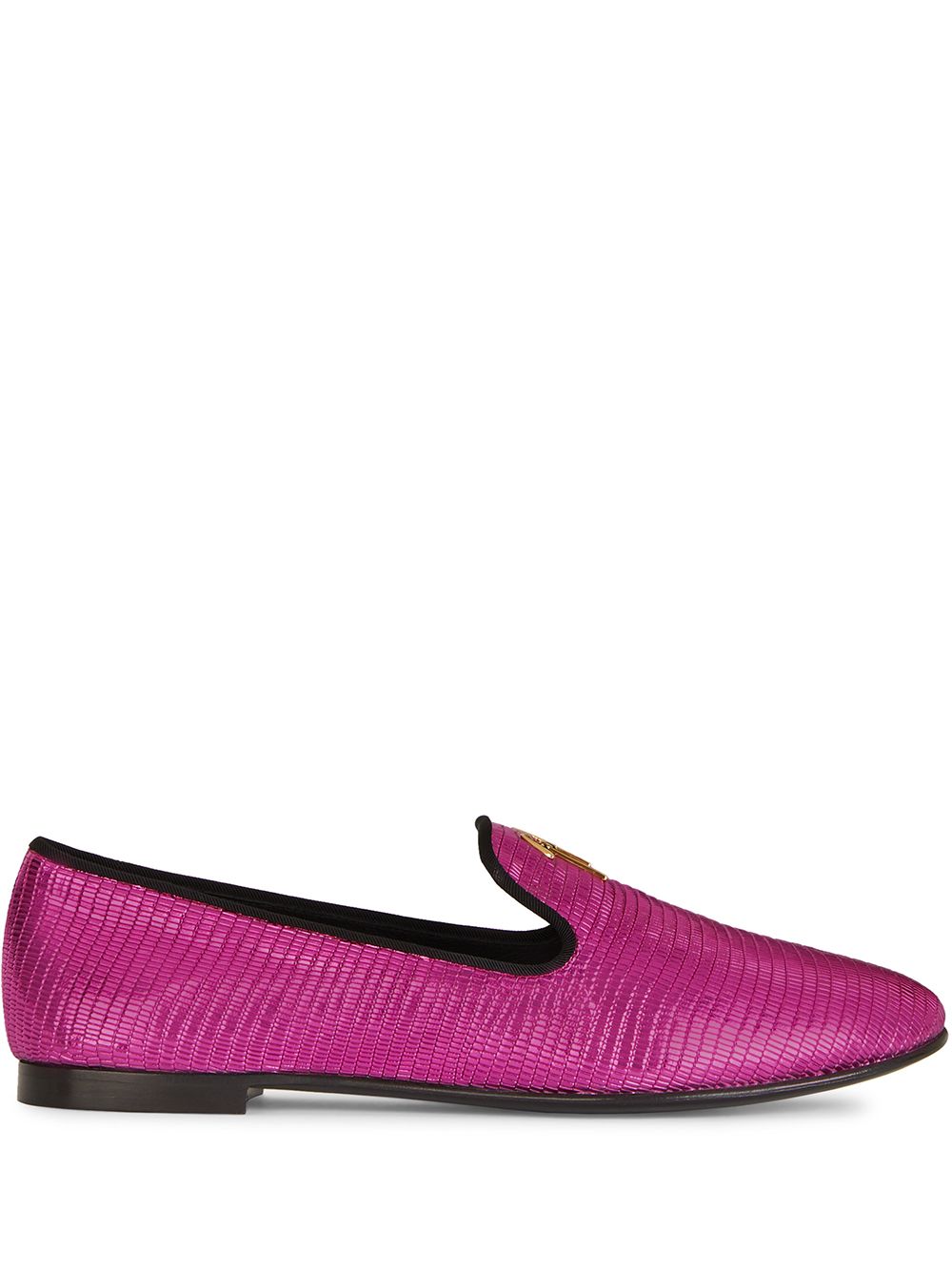 Giuseppe Zanotti 仿蛇皮logo乐福鞋 - 粉色