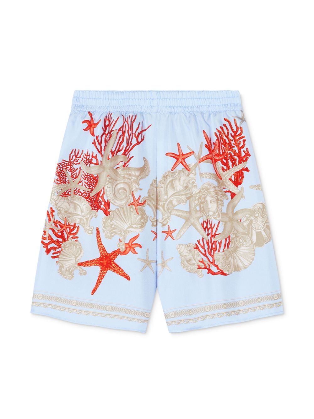 Versace Kids Barocco Sea 真丝短裤 - 蓝色