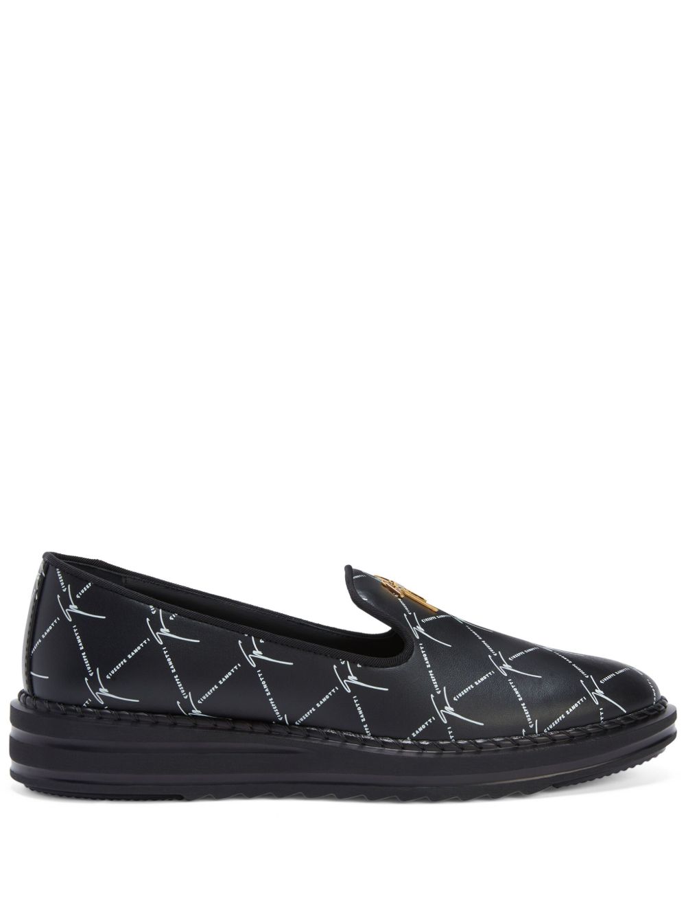 Giuseppe Zanotti Tim logo字母乐福鞋 - 黑色