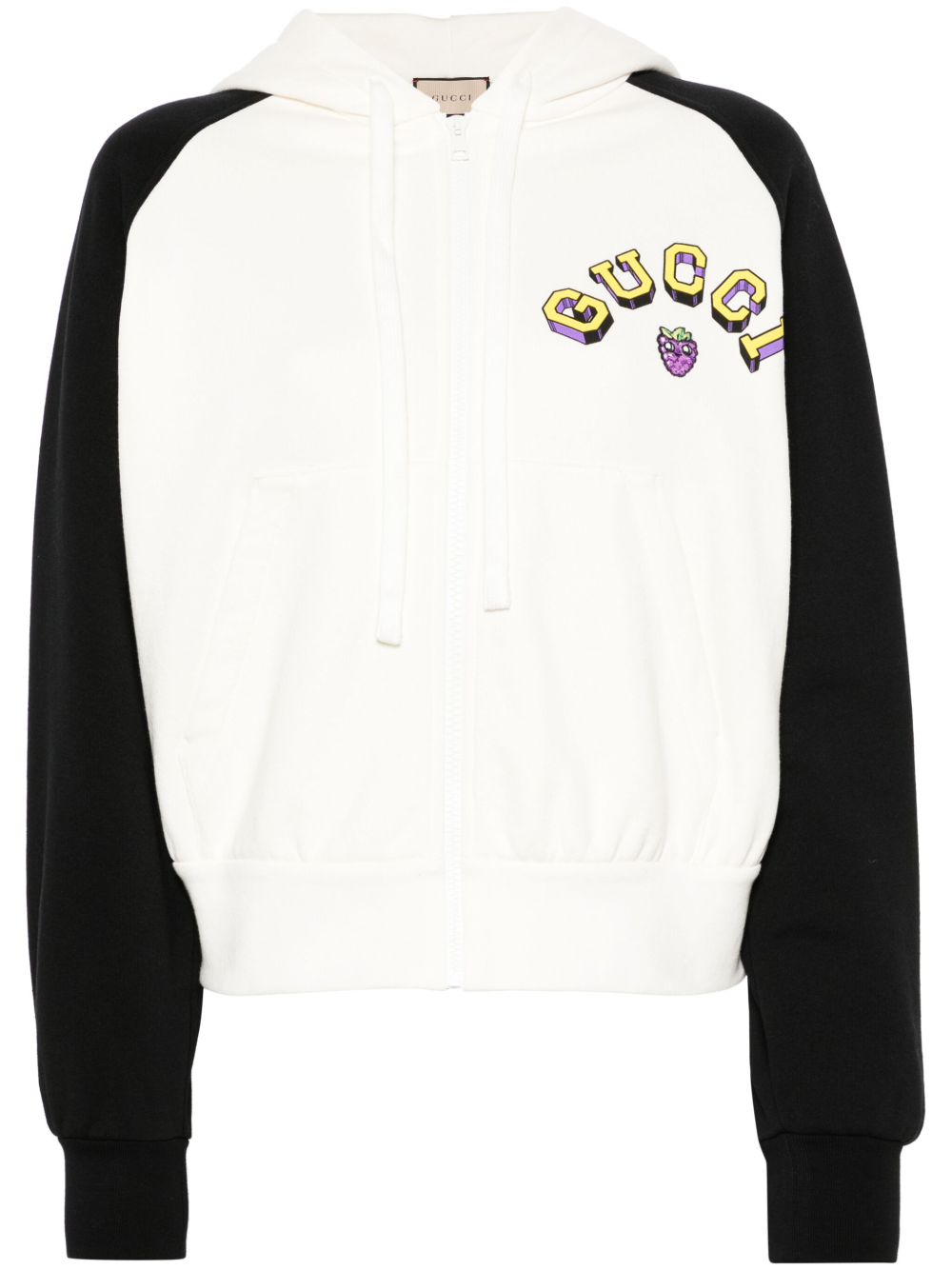 Gucci logo印花棉连帽衫 - 白色