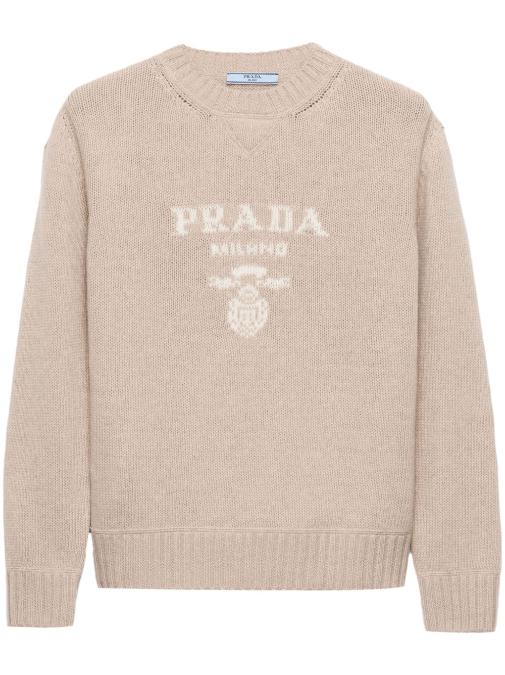Prada logo提花圆领毛衣 - 中性色
