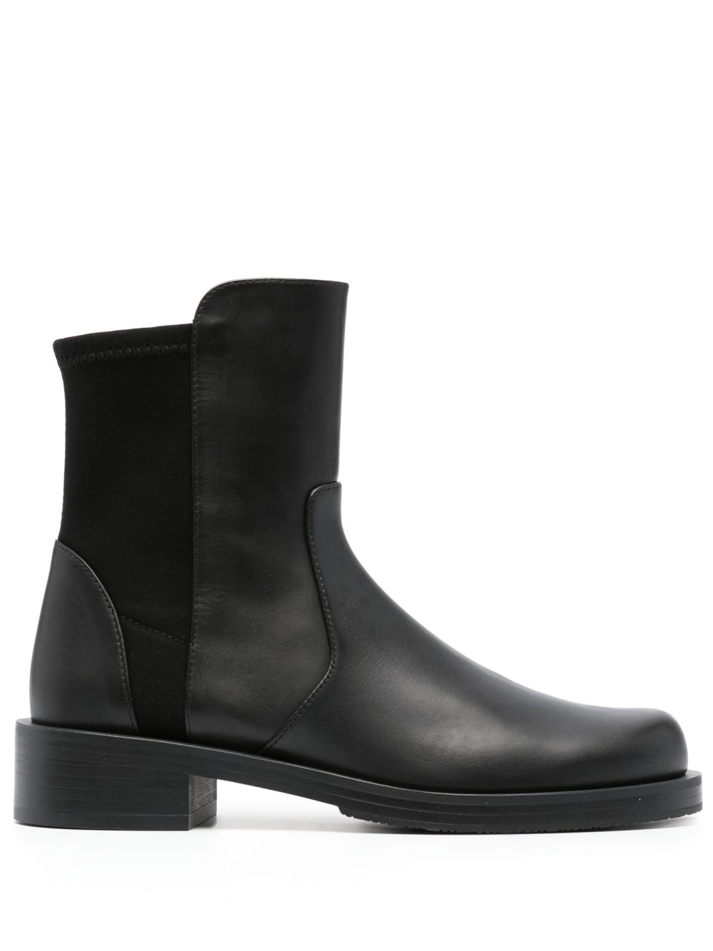 Stuart Weitzman 5050 Bold 低跟皮质及踝靴 - 黑色