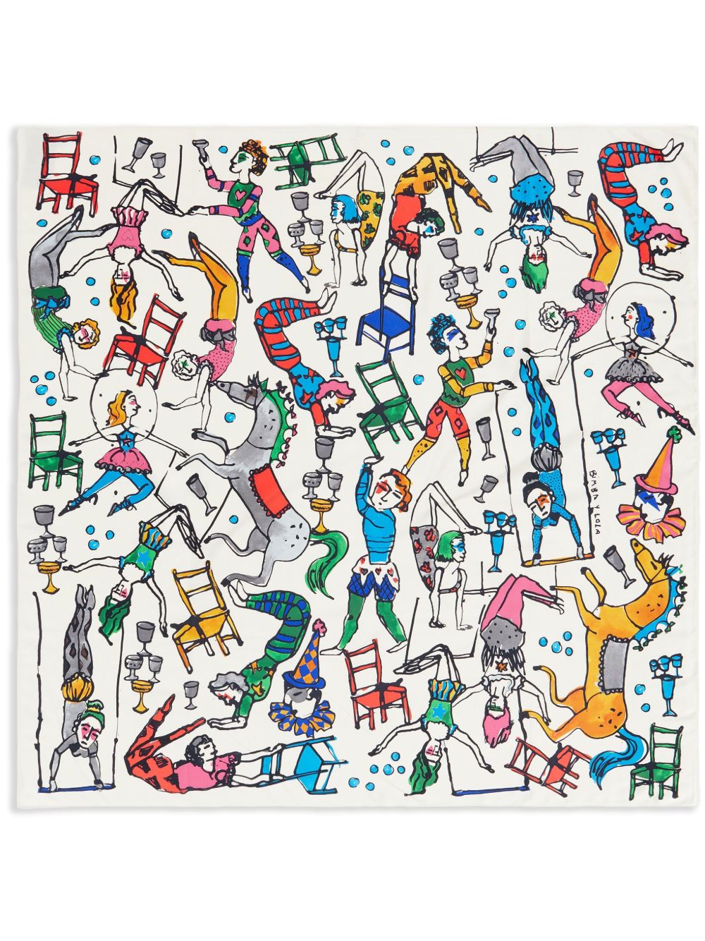 Bimba y Lola 插画印花围巾 - 白色