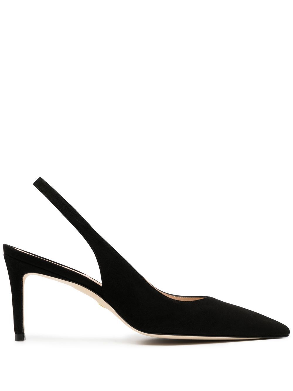 Stuart Weitzman 尖头绒面皮裹踝中跟鞋 - 黑色