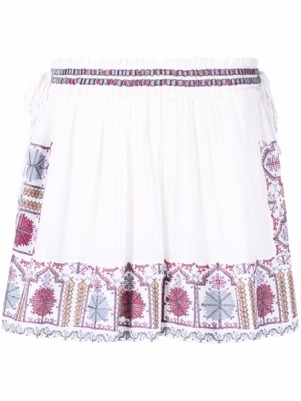 ISABEL MARANT 刺绣侧开衩迷你半身裙 - 白色