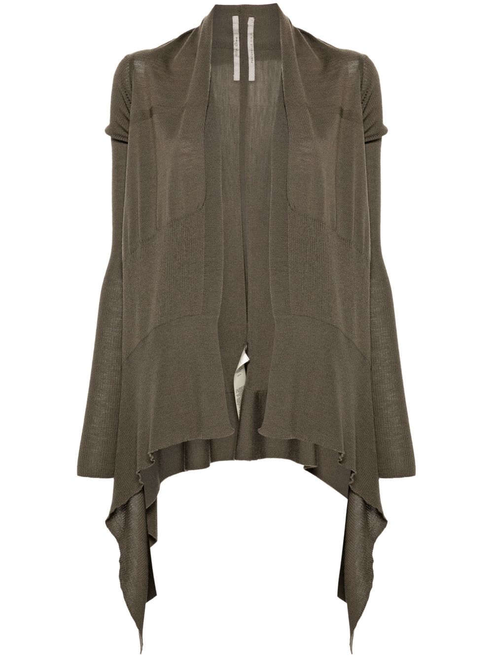 Rick Owens 罗纹初剪羊毛开衫 - 褐色