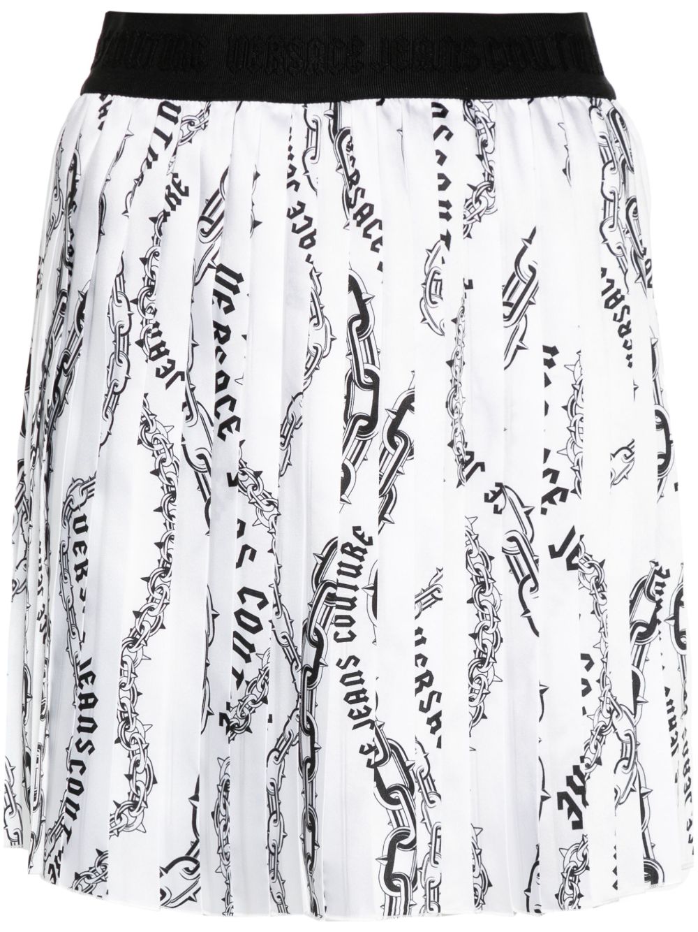 Versace Jeans Couture Chain Couture 印花百褶半身裙 - 白色