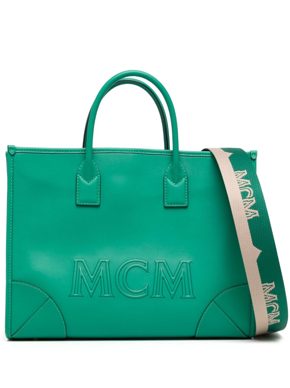 MCM Munchen logo压纹手提包 - 绿色