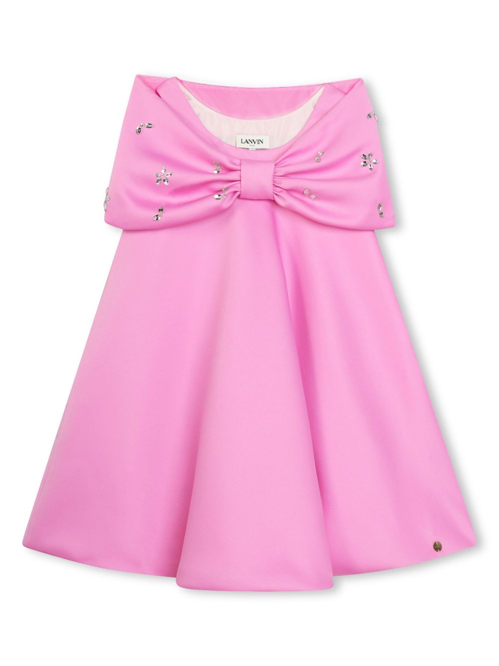 Lanvin Enfant 晶饰蝴蝶结细节连衣裙 - 粉色