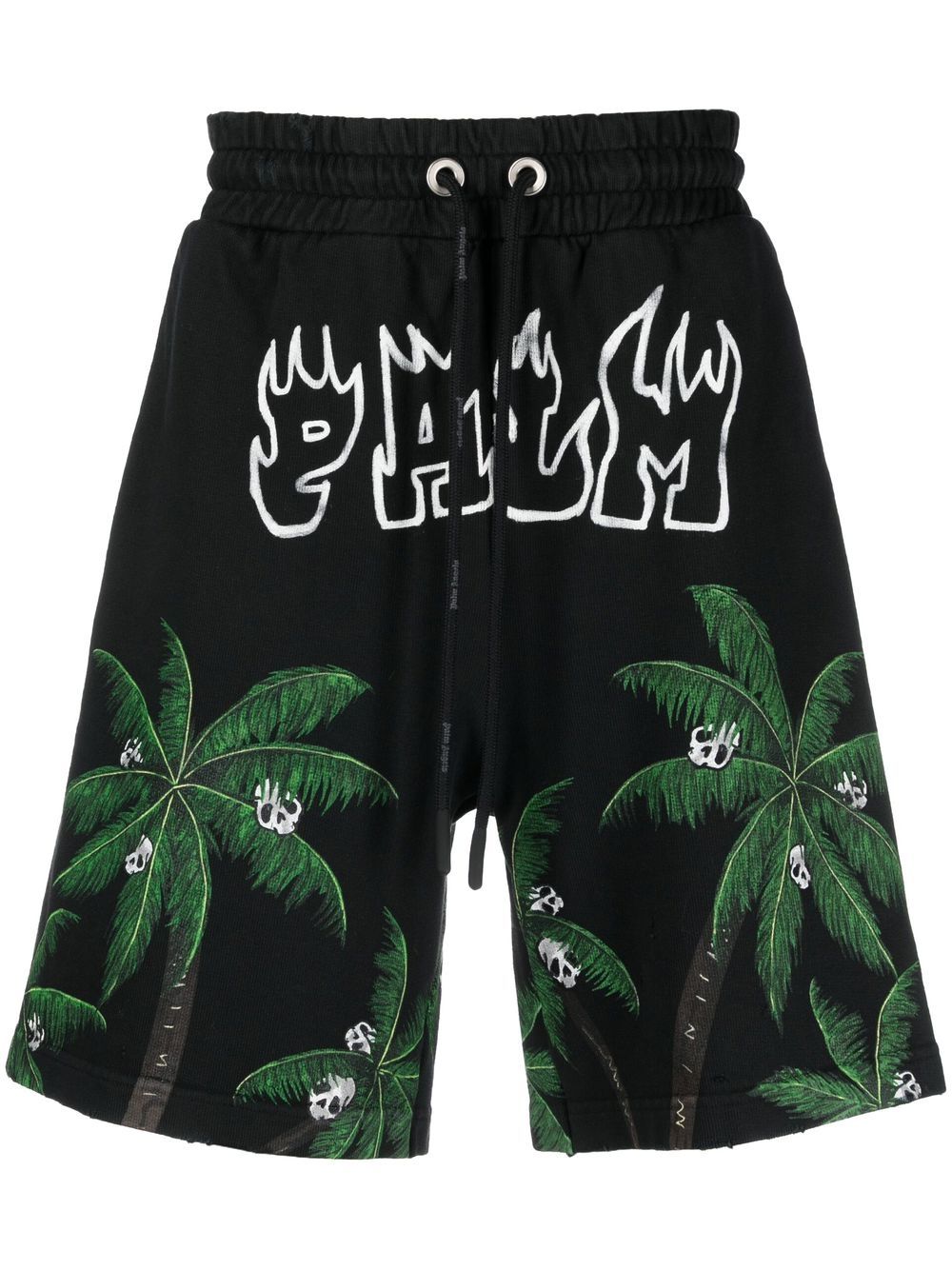 Palm Angels 棕榈树印花运动短裤 - 黑色