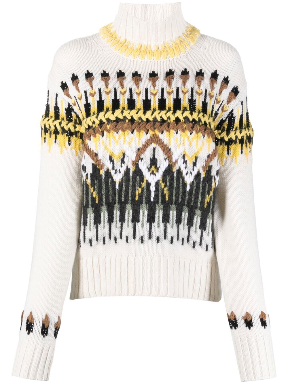 Ermanno Scervino 嵌花针织高领毛衣 - 白色