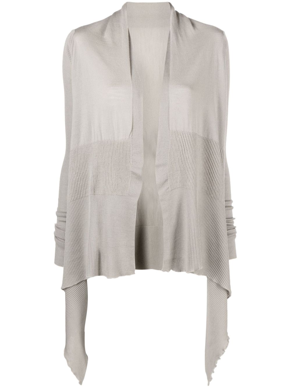 Rick Owens 不对称初剪羊毛开衫 - 灰色