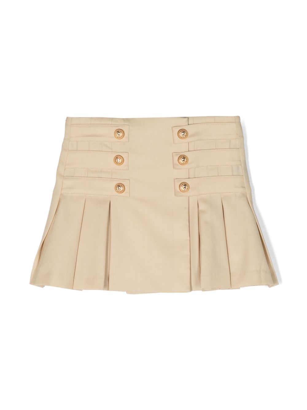 Balmain Kids 褶饰初剪羊毛裹身式半身裙 - 中性色